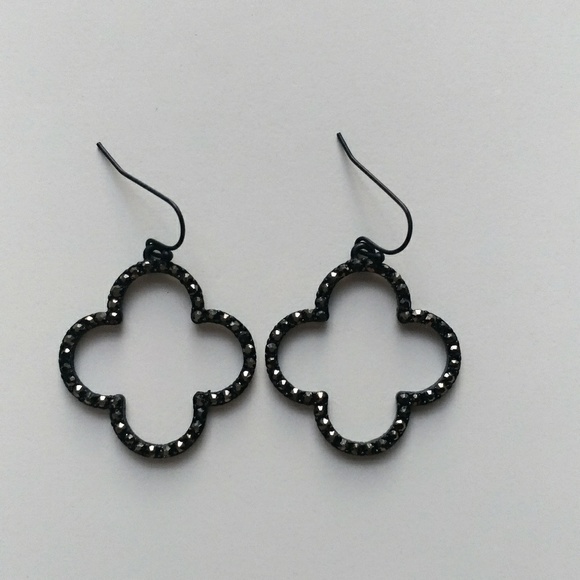 fashion Jewelry - NEW DARK METALLIC RHINESTONE DESIGN EARRINGS